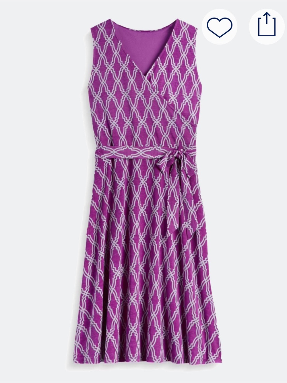 41 Hawthorn Sleeveless Magenta Geometric Faux Wrap Midi Dress